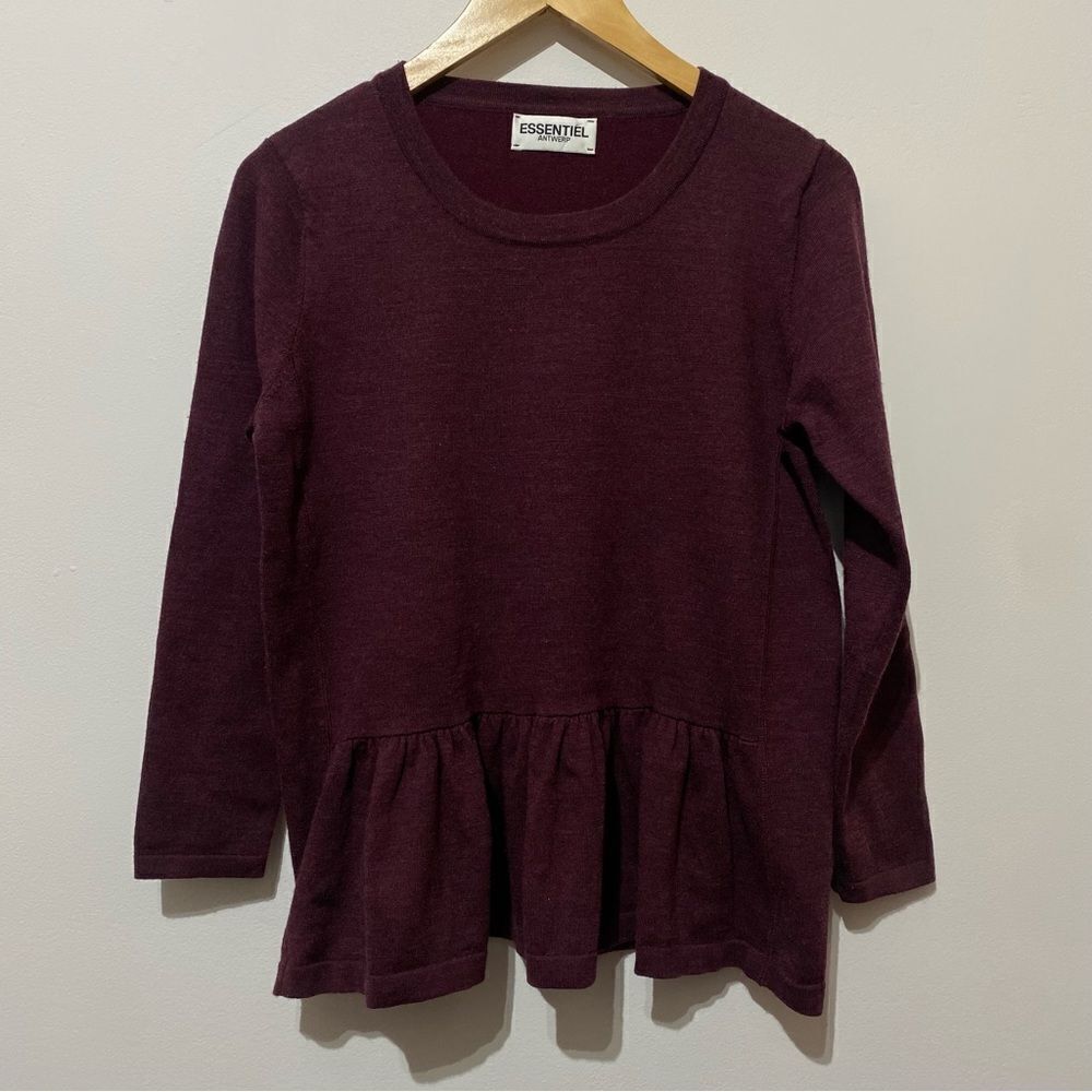 Essential Antwerp Peplum Burgundy Sweater
